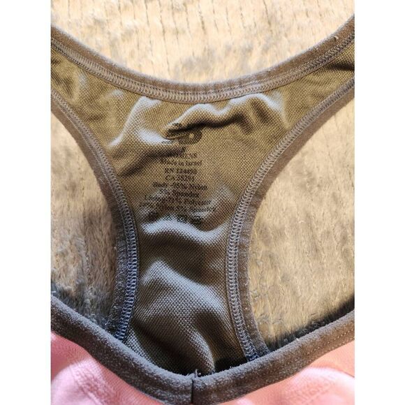 NEW BALANCE Racerback Sports Running Bra Size S Pink Gray - Picture 2 of 3